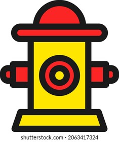 Fire Hydrant Line Filled Vector Icon Design
