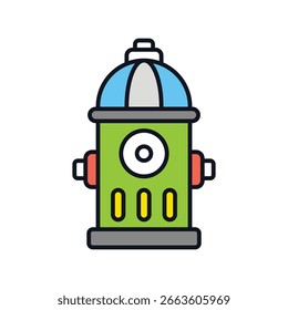 Fire Hydrant lineal color line icon with white background vector stock illustration