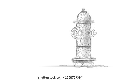 Fire hydrant low poly rescue technology concept. Polygonal white emergency fireman equipment vector illustration
