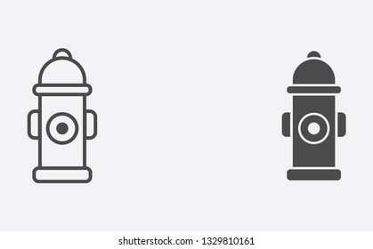 Fire hydrant outline and filled vector icon sign symbol