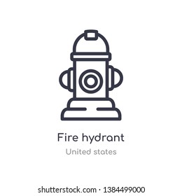 fire hydrant outline icon. isolated line vector illustration from united states collection. editable thin stroke fire hydrant icon on white background