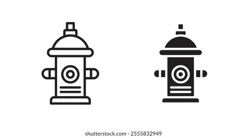 Fire hydrant outlined and solid icon vector collection.