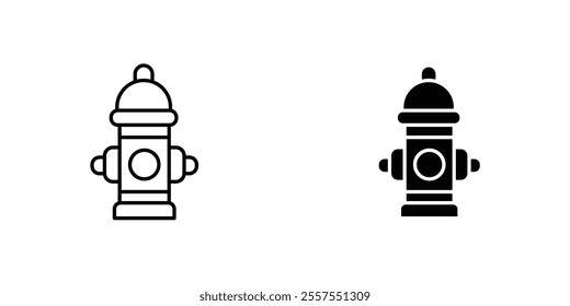 Fire hydrant outlined and solid icon vector collection.