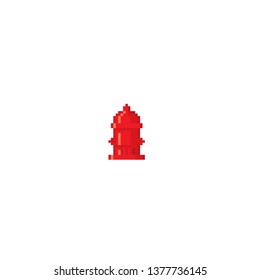 Fire hydrant. Pixel art. Old school computer graphic. 8 bit video game. Game assets 8-bit sprite.