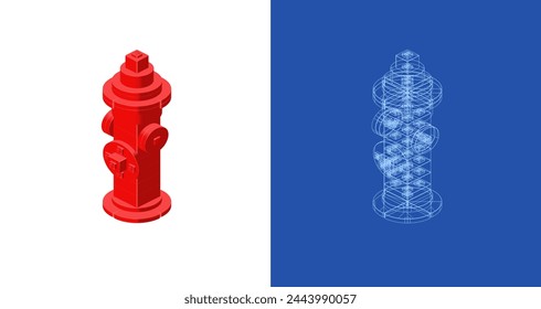 Fire hydrant project for print and decoration. Vector clipart.