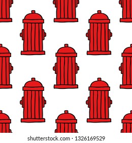 fire hydrant seamless doodle pattern