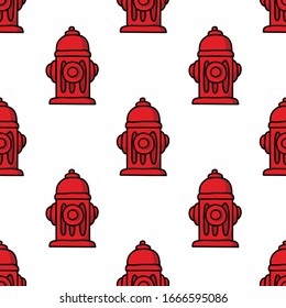 fire hydrant seamless doodle pattern, vector illustration