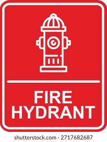 The fire hydrant sign indicates the location of a fire hydrant for emergency use. Designed for clear visibility and quick recognition, it is suitable for printable signage in public areas, industrial sites, and fire safety zones.