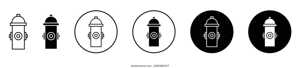 Fire hydrant thin line vector icon set.