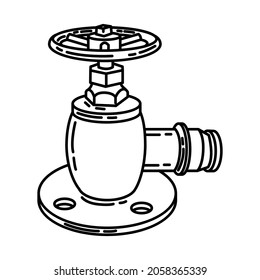 Fire Hydrant Valve Part of Firefighter Accessories and Equipment Device Hand Drawn Icon Set Vector.