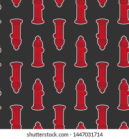 Fire hydrant. Vector concept in doodle and sketch style. Hand drawn illustration for printing on T-shirts, postcards. Seamless pattern for textile, paper wrap.