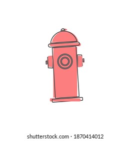 Fire hydrant vector icon cartoon style on white isolated background.