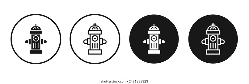 Fire hydrant vector icon set black filled and outlined style.