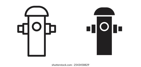 Fire hydrant vector icon set in black.