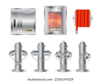 Fire hydrant vector illustration, fire hose, water pump, water pole, construction, business industry, ready made template, realistic design. eps10