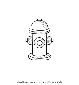 Icono de esbozo vectorial de hidrante de fuego aislado en el fondo. Icono del hidrante de fuego dibujado a mano. Icono de boceto hidrante para infografía, sitio web o aplicación.