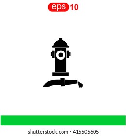 Fire Hydrant With Water Hose Icon.