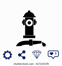 Fire hydrant with water hose icon.