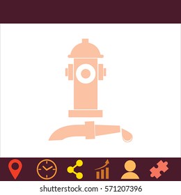 Fire hydrant with water hose  icon. Vector design.