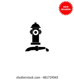 Fire hydrant with water hose vector icon isolated on white background.