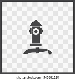 Fire hydrant with water hose vector icon. Isolated illustration. Business picture.