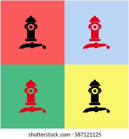 Fire hydrant with water hose vector  icon.