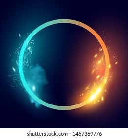Fire and Ice effects on a loop shape. Vector illustration.