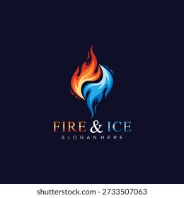 Fire and ice energy logo, black background