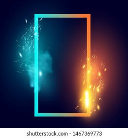 Fire and Ice sparks and smoke abstract shape effect. Vector illustration
