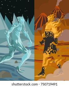 fire and ice titan elemental creatures