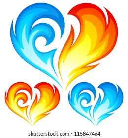 Fire and Ice vector heart. Symbol of love for Valentine Day svg