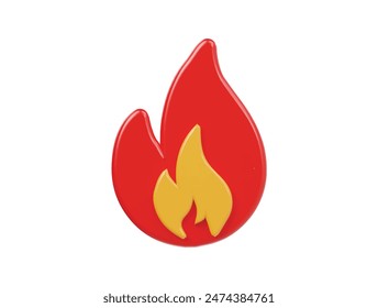 Fire icon 3d render illustraton