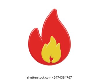 Fire icon 3d render illustraton