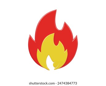 Fire icon 3d render illustraton