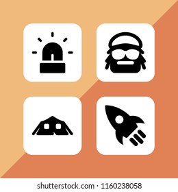 fire icon. 4 fire set with smoked, camping, alarm and rocket vector icons for web and mobile app