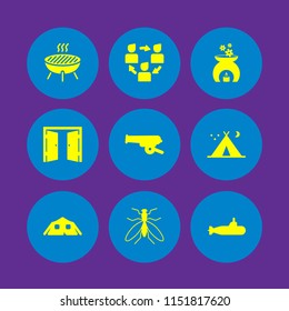fire icon. 9 fire set with camping, exit, tent night and flow vector icons for web and mobile app