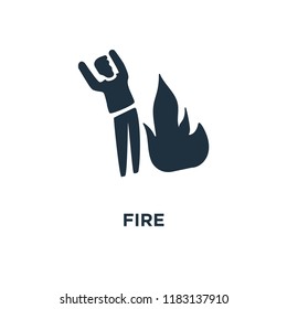 Fire icon. Black filled vector illustration. Fire symbol on white background. Can be used in web and mobile.