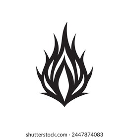 Fire icon. Black fire flame icon on white background. Vector illustration