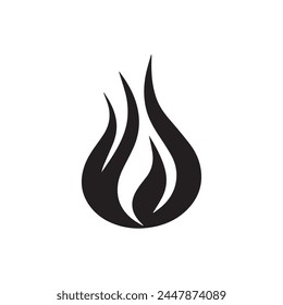 Icono de Fuego. Icono de llama de fuego negro sobre fondo blanco. Ilustración vectorial