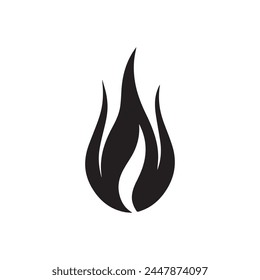 Icono de Fuego. Icono de llama de fuego negro sobre fondo blanco. Ilustración vectorial
