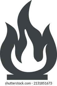 Fire icon. Black line flame. Flammable symbol isolated on white background
