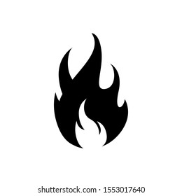 Fire icon black on white vector image. Fire flame icon, black icon isolated on white background