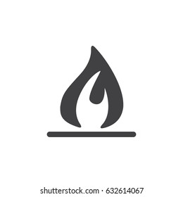 Fire icon in black on a white background. Vector illustration