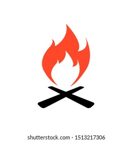 Fire icon. Black and red colors. Vector illustration