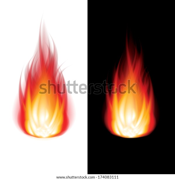 Fire Icon Black White Background Photorealistic Stock Vector Royalty Free 174083111