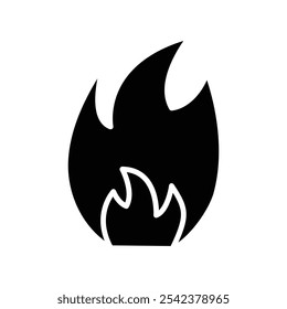 Fire icon Black and white outline vector