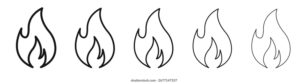 Fire icon black and white vector sign