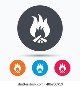 Fire icon. Blazing bonfire flame sign.