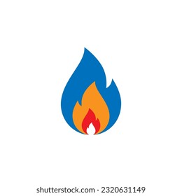 fire icon blue flat illustration design