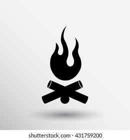 fire icon bonfire emblem abstract on white background